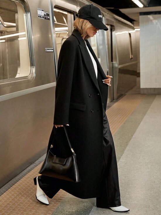 Jackets & Blazers - black Women's Minimalist Casual Long Sleeve jacket coat